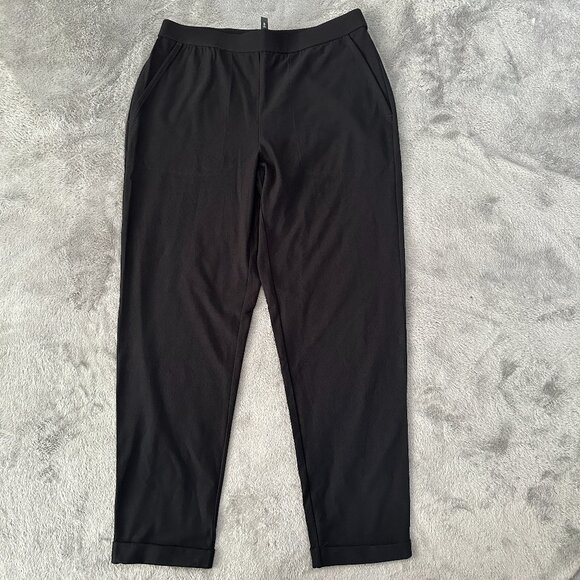 Eileen Fisher Black Cuffed Pull On Pants XS Slacks Trousers - Picture 1 of 6